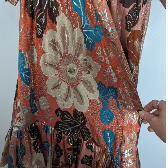 Ulla Johnson Fontaine Metallic Midi Dress Amaryllis Multicolor Runway  2 NWT - Picture 12 of 14